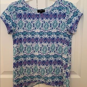 Girls-Blue Printed T- Shirt